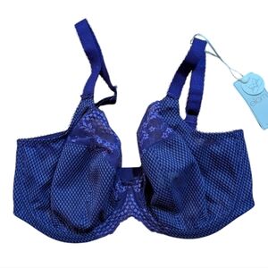 NWT Elomi 34I Charley Women's Purple Floral Lace Bra